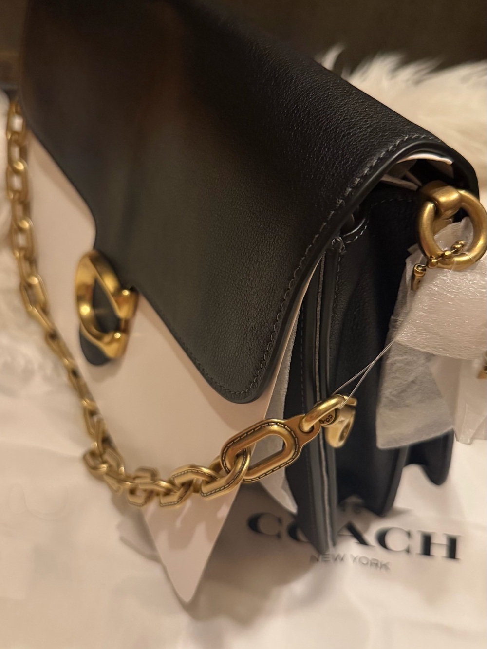 Coach  Chain Tabby 30 Shoulder Bag in Black  with Gold Chain